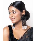 Black And White Beded String Earrings