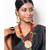 Red Crystal Necklace Set With Golden Pendant And Meenakari