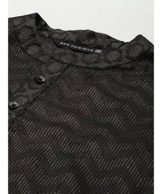 Men Olive & Beige Woven Design Thread Work Kurta With Pyjama 3