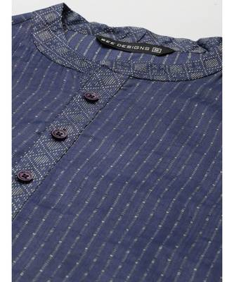 Men Purple & Beige Woven Design Thread Work Kurta With Pyjama 3