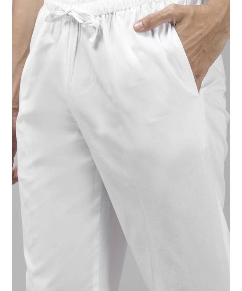 Men Green & White Printed Pure Cotton Straight Kurta With Pyjama