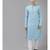 Men Blue & White Printed Straight Kurta