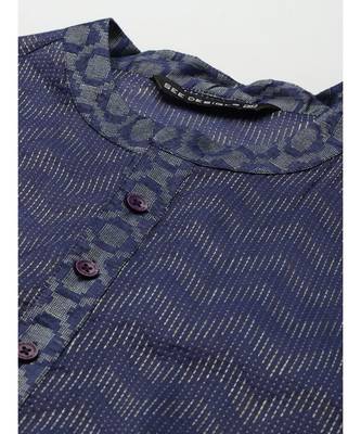 Men Purple & Beige Woven Design Thread Work Kurta 3