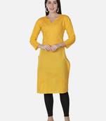 Seva Chikan Hand Embroidered Yellow Cotton Lucknowi Chikankari Kurti