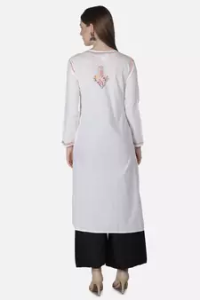 Hand Embroidered White Cotton Lucknowi Chikankari Kurti