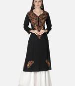 Hand Embroidered Black Cotton Lucknowi Chikankari Kurti