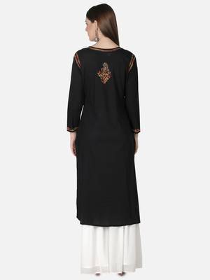Hand Embroidered Black Cotton Lucknowi Chikankari Kurti 2