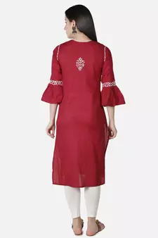 Hand Embroidered Maroon Cotton Lucknowi Chikankari Kurti
