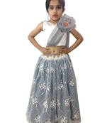 Aglare embroidered Beautiful lehenda choli with atteched dupatta. white