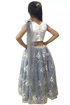 Aglare embroidered Beautiful lehenda choli with atteched dupatta. white