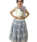 Aglare embroidered Beautiful lehenda choli with atteched dupatta. silver