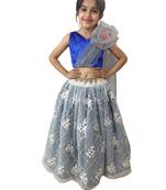 Aglare embroidered Beautiful lehenda choli with atteched dupatta. blue