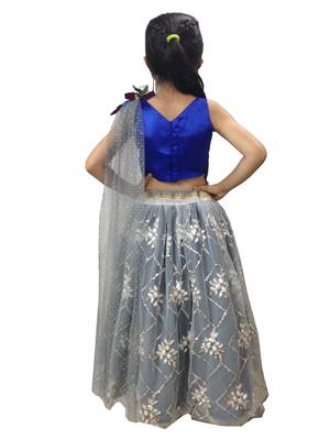 Aglare embroidered Beautiful lehenda choli with atteched dupatta. blue 2