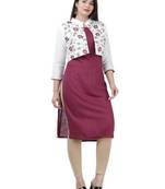 White embroidered rayon embroidered-kurtis