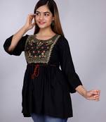 Black embroidered rayon embroidered-kurtis