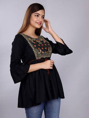 Black embroidered rayon embroidered-kurtis 3