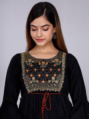 Black embroidered rayon embroidered-kurtis 5
