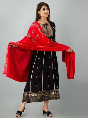 Black embroidered rayon embroidered-kurtis 1