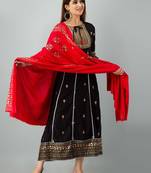 Black embroidered rayon embroidered-kurtis