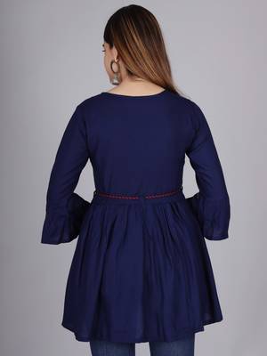 Blue embroidered rayon embroidered-kurtis 2