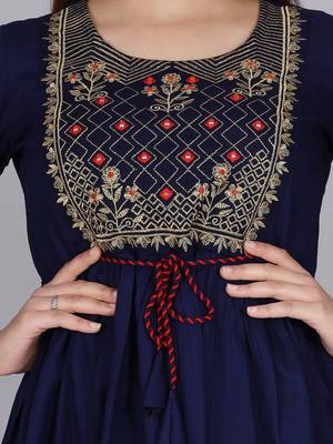 Blue embroidered rayon embroidered-kurtis 4