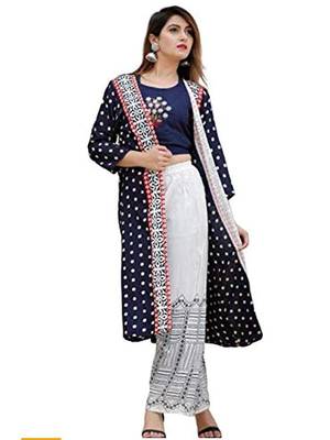 Blue embroidered rayon embroidered-kurtis 1