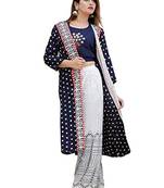 Blue embroidered rayon embroidered-kurtis