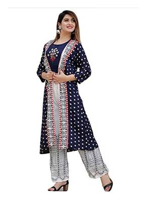 Blue embroidered rayon embroidered-kurtis 2