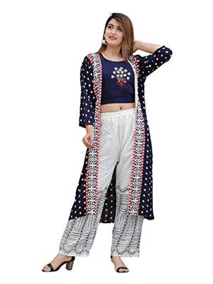 Blue embroidered rayon embroidered-kurtis 4