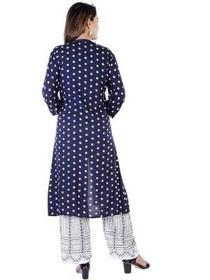 Blue embroidered rayon embroidered-kurtis 5