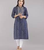 Blue embroidered rayon embroidered-kurtis