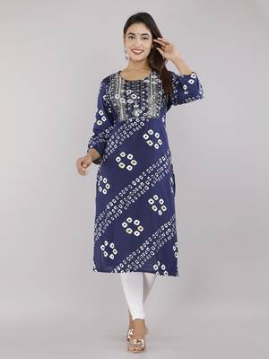 Blue embroidered rayon embroidered-kurtis 1