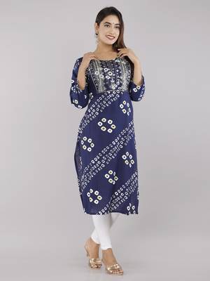 Blue embroidered rayon embroidered-kurtis 2