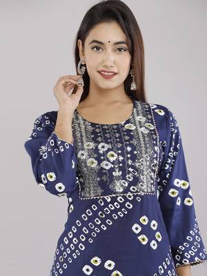 Blue embroidered rayon embroidered-kurtis 4