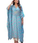 Blue embroidered cotton embroidered kaftan