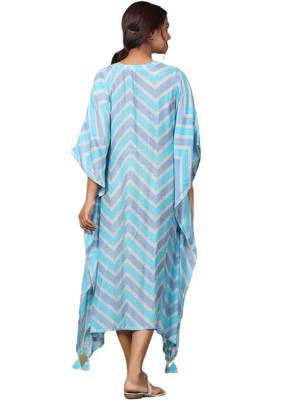Blue embroidered cotton embroidered kaftan 3