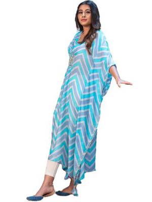 Blue embroidered cotton embroidered kaftan 4