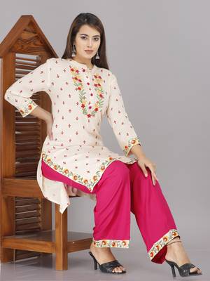 White embroidered rayon embroidered-kurtis 1