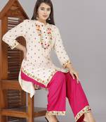 White embroidered rayon embroidered-kurtis