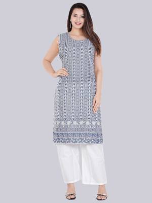 Blue embroidered rayon embroidered-kurtis 1