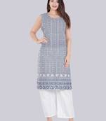 Blue embroidered rayon embroidered-kurtis