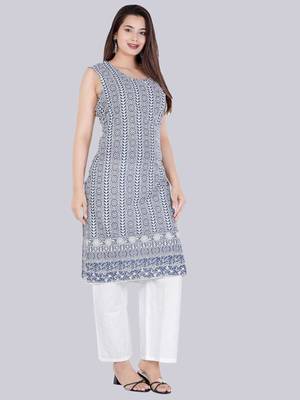 Blue embroidered rayon embroidered-kurtis 3