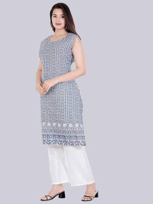 Blue embroidered rayon embroidered-kurtis 4