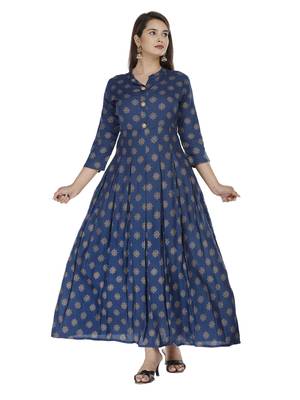 Blue embroidered rayon embroidered-kurtis 2