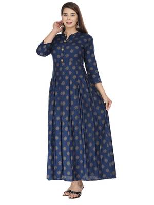 Blue embroidered rayon embroidered-kurtis 4