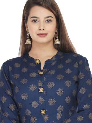 Blue embroidered rayon embroidered-kurtis 5