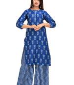 Blue embroidered rayon embroidered-kurtis