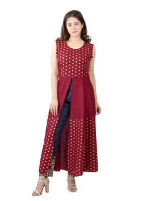 Red embroidered rayon embroidered-kurtis 1