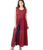 Red embroidered rayon embroidered-kurtis