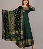 Green embroidered rayon embroidered-kurtis